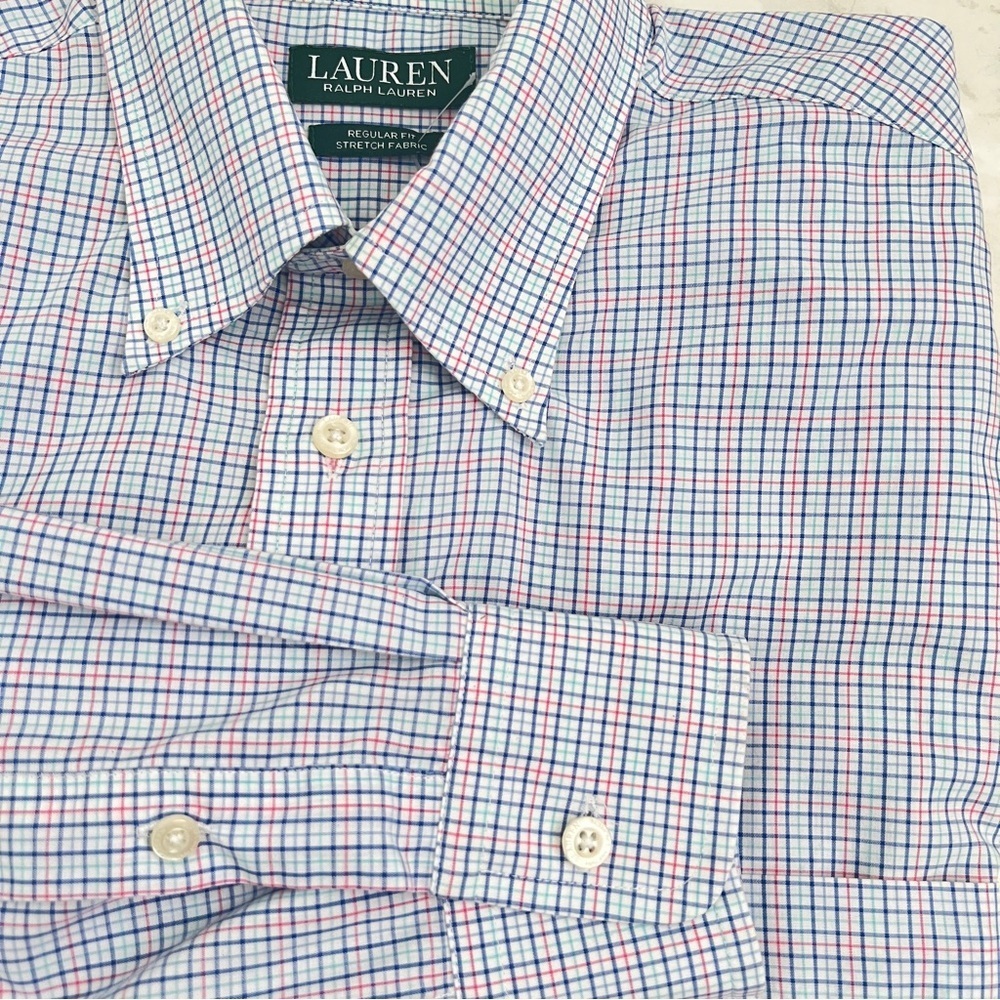 NEW RALPH LAUREN Mens button Shirt MEDIUM 15.5 32/33 Reg Fit UltraFlex Stretch - Picture 1 of 8